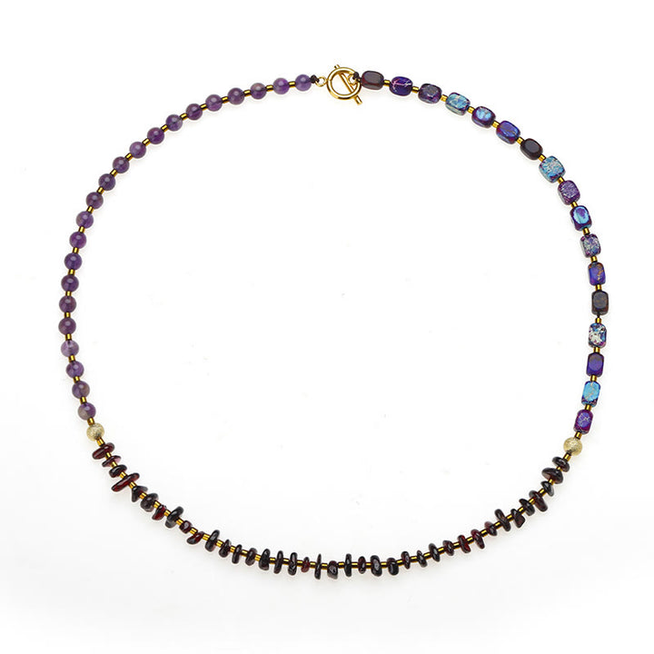 Buddha Stones Amethyst Garnet Emperor Stone Communication Triple Wrap Bracelet - image 10