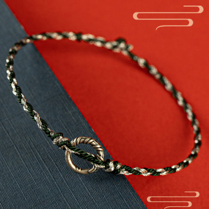 Buddha Stones 925 Sterling Silver Peace Buckle Luck String Bracelet - image 15