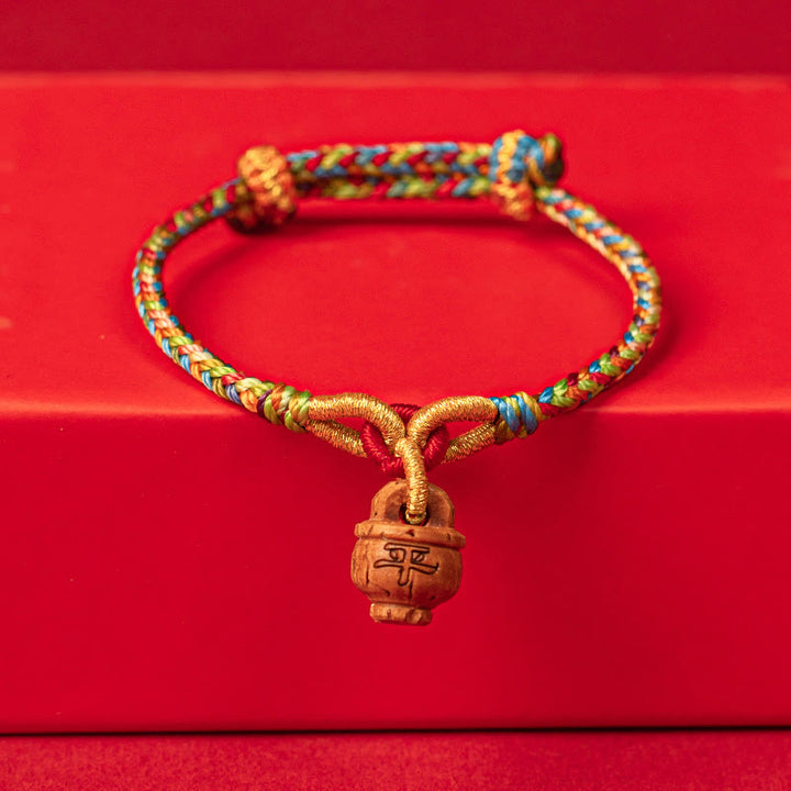 Buddha Stones Peach Wood Fu Character Safe And Well Wealth Bracelet - Ping An Safe And Well Character - 16-17cm - image 8