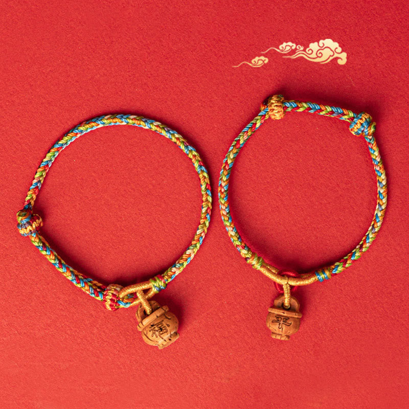 Buddha Stones Peach Wood Fu Character Safe And Well Wealth Bracelet - image 15