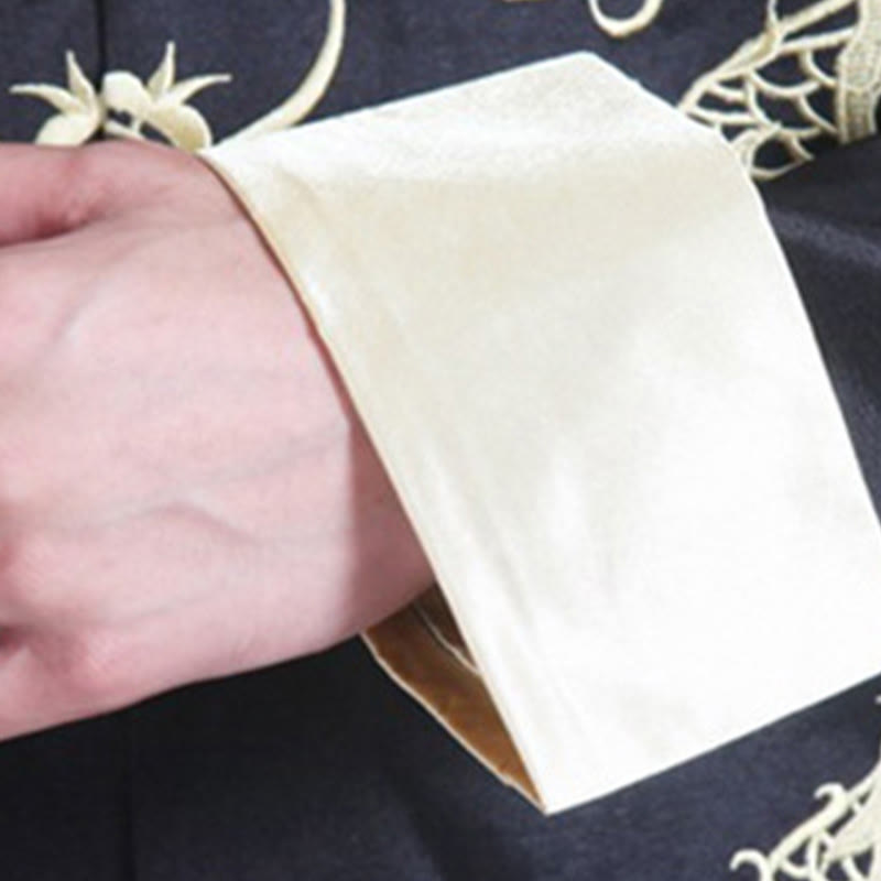 Buddha Stones Embroider Dragon Turned Sleeves Casual Frog-button Polyester Fiber Men's Jacket Shirt Pants Clothing - image 17