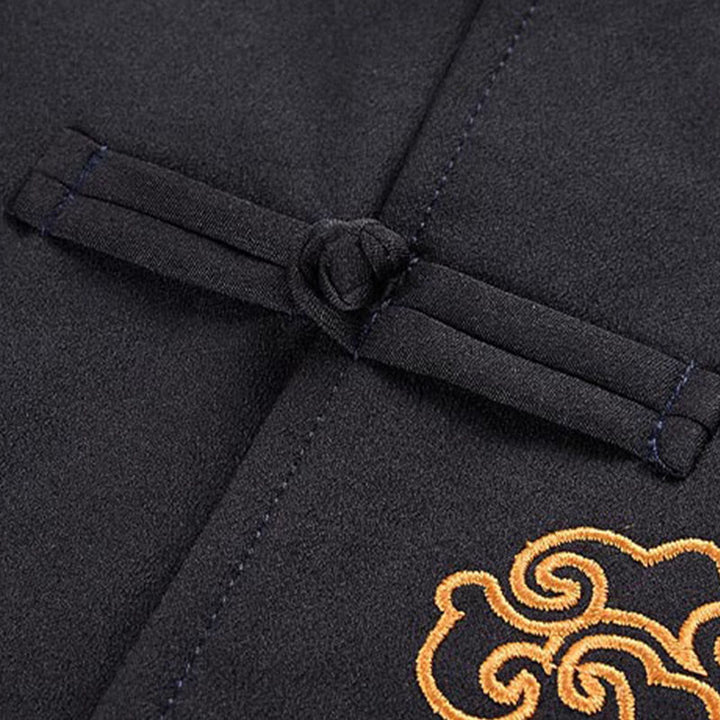 Buddha Stones Dragon Embroidery Frog-button Polyester Men's Jacket Shirt Clothing With Pockets - image 10