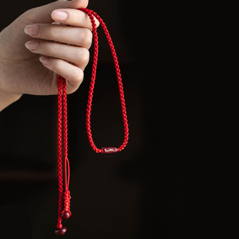 Buddha Stones Natural Cinnabar Calm Blessing Red String Belly Chain - image 3