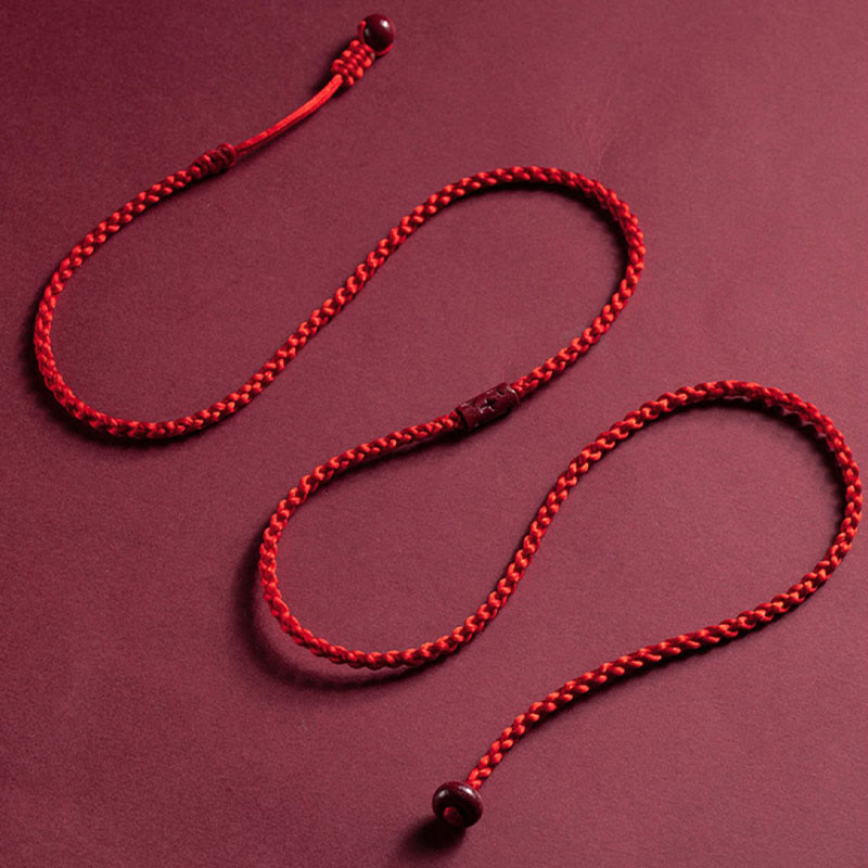 Buddha Stones Natural Cinnabar Calm Blessing Red String Belly Chain - image 8