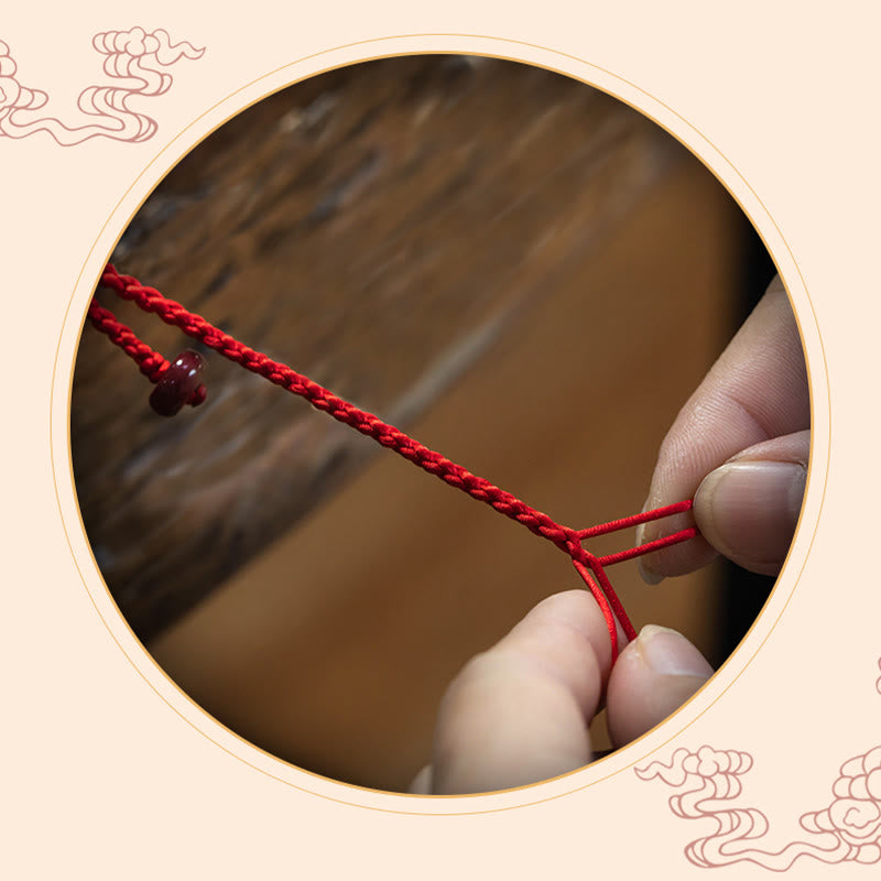 Buddha Stones Natural Cinnabar Calm Blessing Red String Belly Chain - image 7