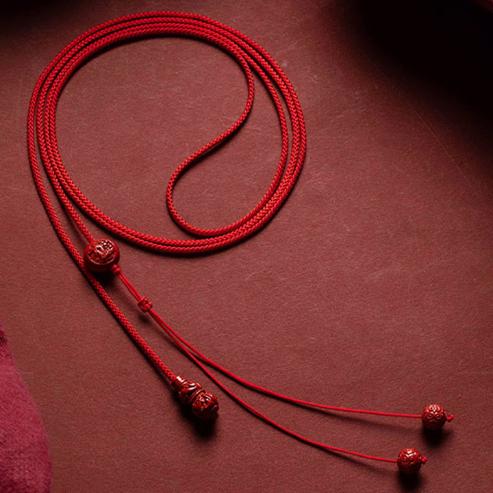 Buddha Stones Natural Cinnabar Chinese Zodiac Gourd Calm Blessing Red String Belly Chain - image 12