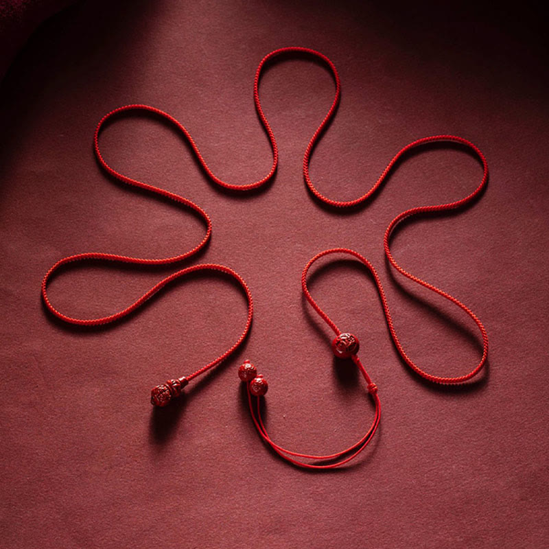 Buddha Stones Natural Cinnabar Chinese Zodiac Gourd Calm Blessing Red String Belly Chain - image 2