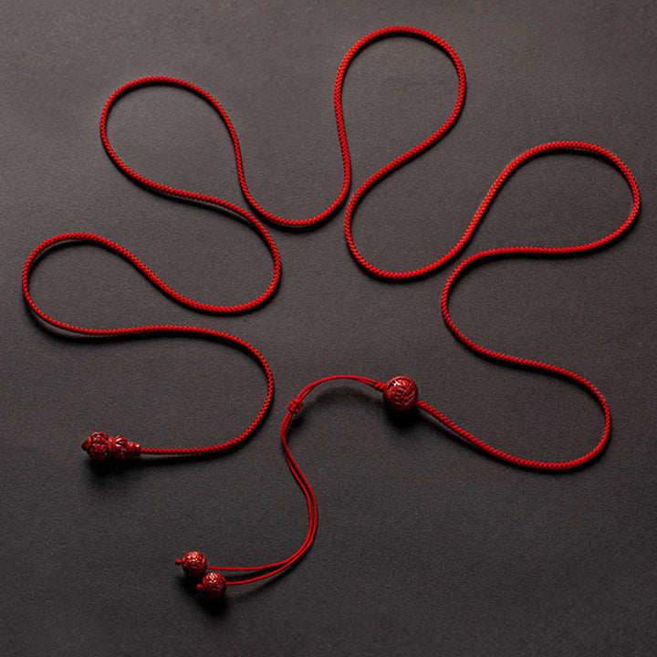 Buddha Stones Natural Cinnabar Chinese Zodiac Gourd Calm Blessing Red String Belly Chain - image 14