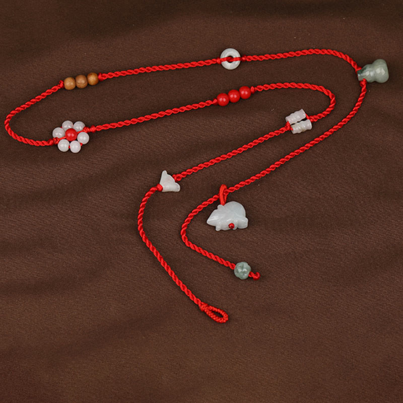 Buddha Stones Chinese Zodiac Peach Wood Blessing Red String Belly Chain - image 9