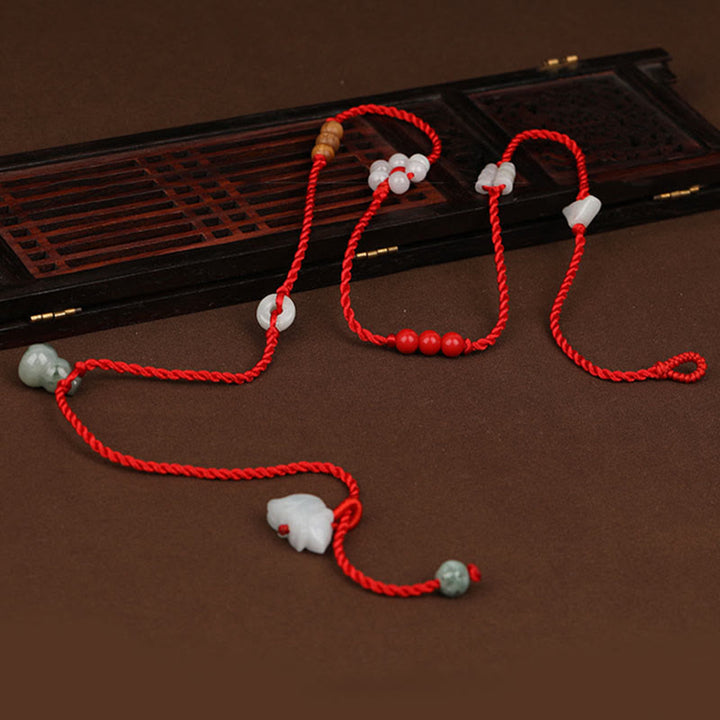 Buddha Stones Chinese Zodiac Peach Wood Blessing Red String Belly Chain - image 7