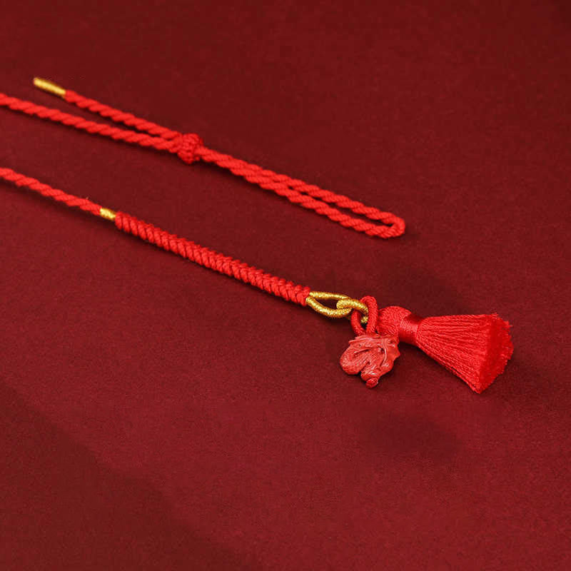 Buddha Stones Natural Cinnabar Dragon Blessing Red String Belly Chain - image 3