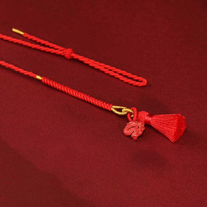 Buddha Stones Natural Cinnabar Dragon Blessing Red String Belly Chain - image 3