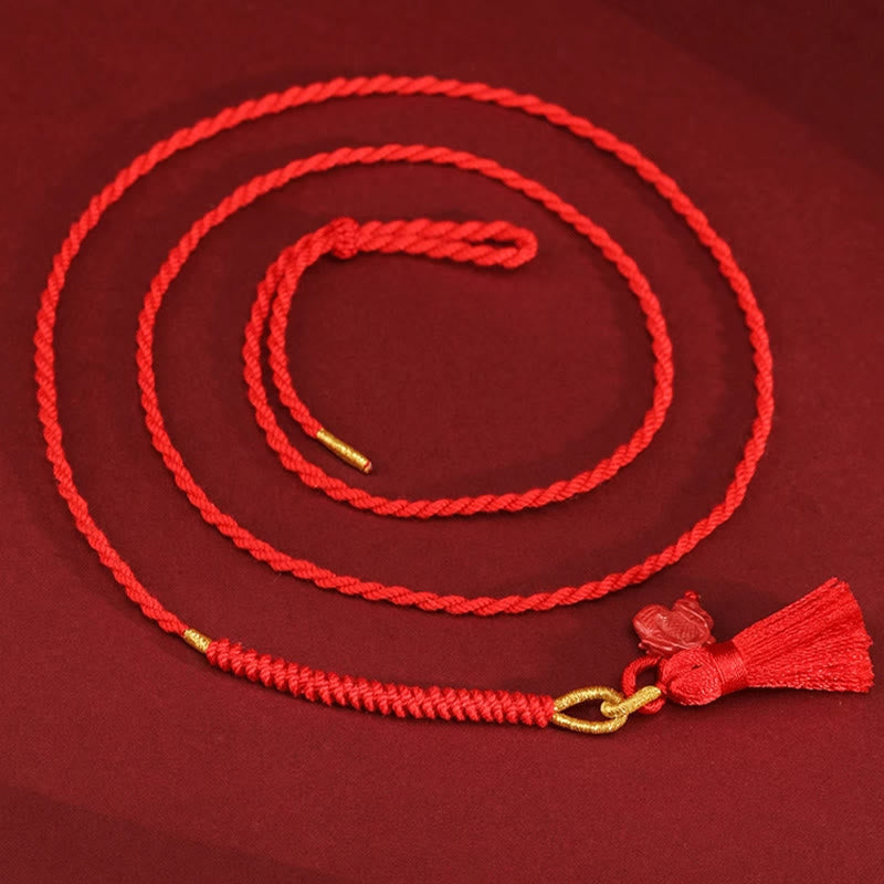 Buddha Stones Natural Cinnabar Dragon Blessing Red String Belly Chain - image 15