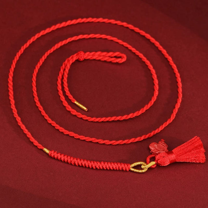 Buddha Stones Natural Cinnabar Dragon Blessing Red String Belly Chain - image 15