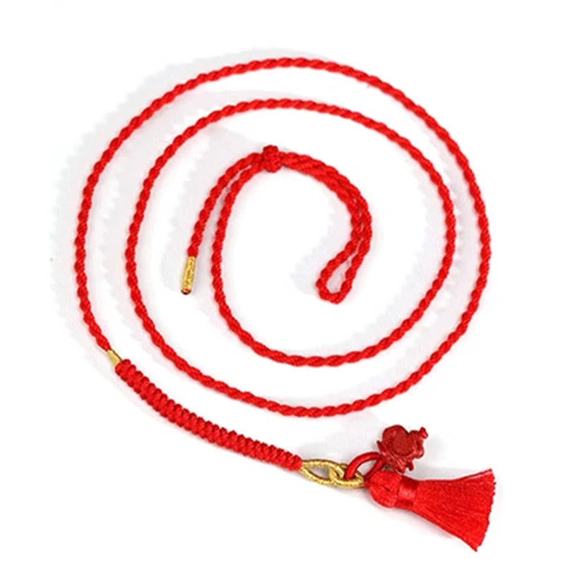 Buddha Stones Natural Cinnabar Dragon Blessing Red String Belly Chain - image 19