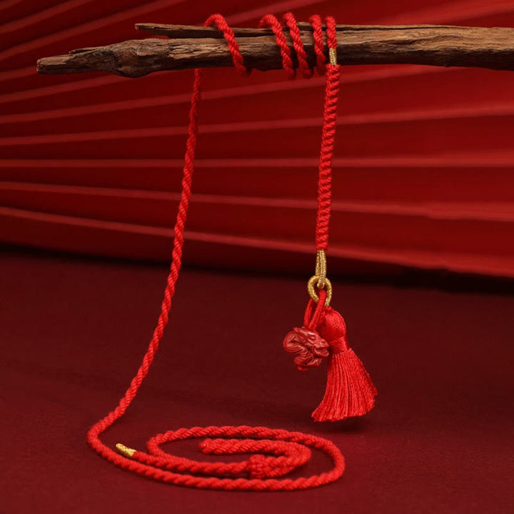 Buddha Stones Natural Cinnabar Dragon Blessing Red String Belly Chain - image 11