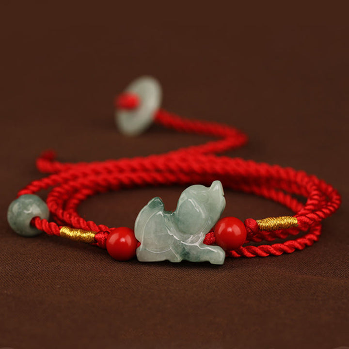 Buddha Stones Jade Peace Buckle Blessing Red String Belly Chain - image 1