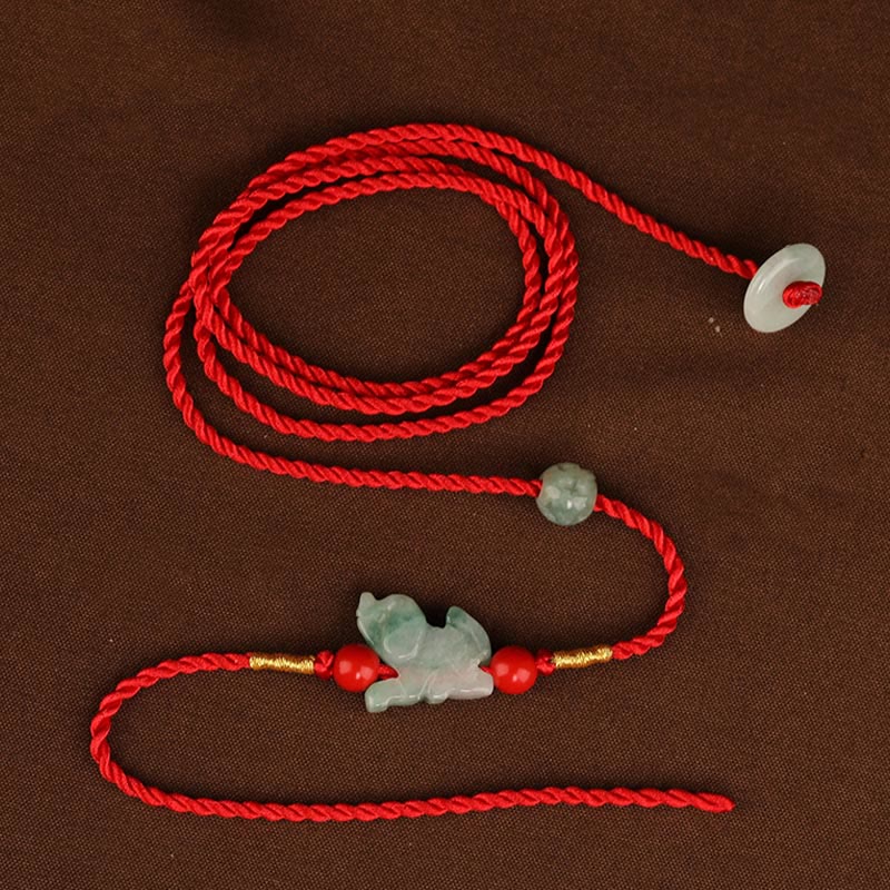 Buddha Stones Jade Peace Buckle Blessing Red String Belly Chain - image 3