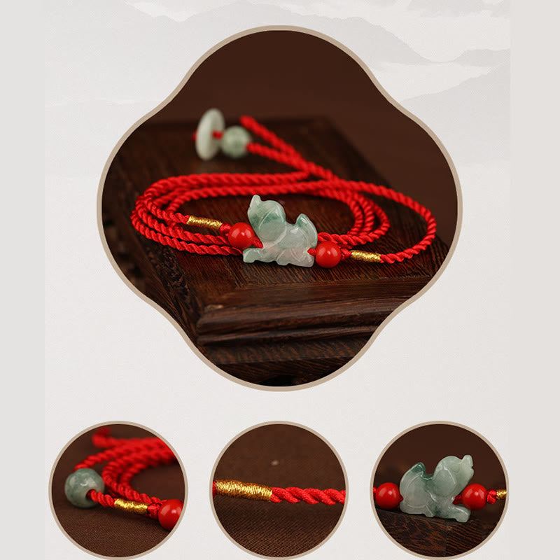 Buddha Stones Jade Peace Buckle Blessing Red String Belly Chain - image 4