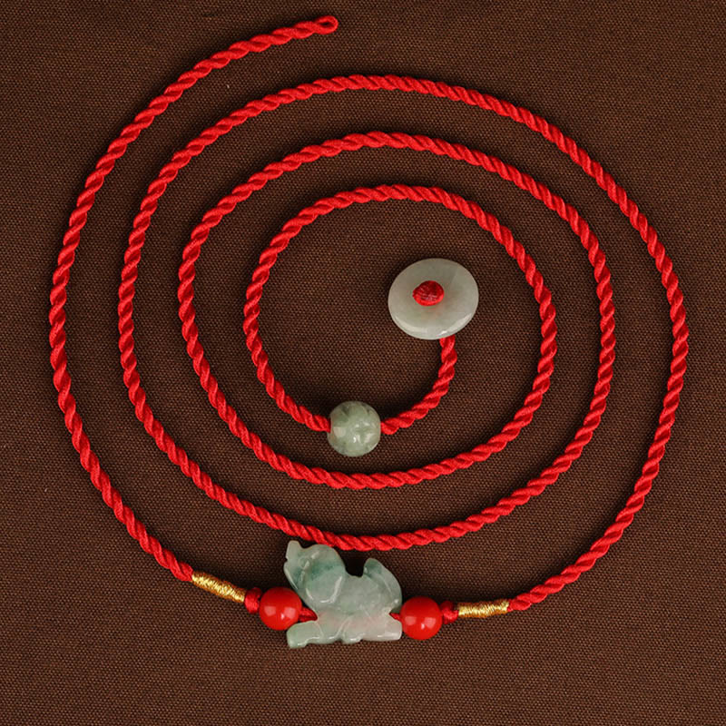 Buddha Stones Jade Peace Buckle Blessing Red String Belly Chain - image 2