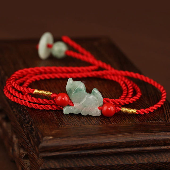 Buddha Stones Jade Peace Buckle Blessing Red String Belly Chain - image 19