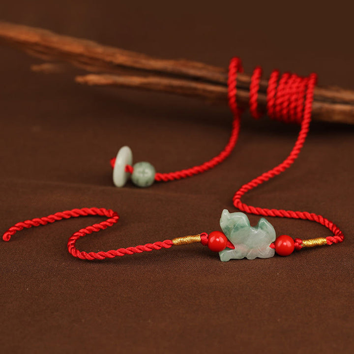 Buddha Stones Jade Peace Buckle Blessing Red String Belly Chain - image 18