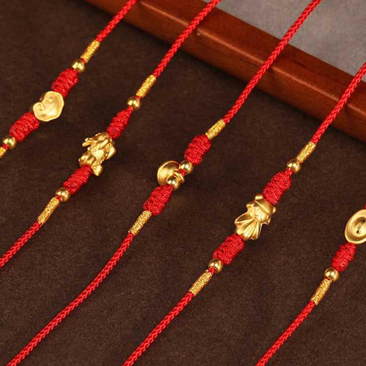 Buddha Stone 999 Solid Gold Red String Belly Chain - image 23