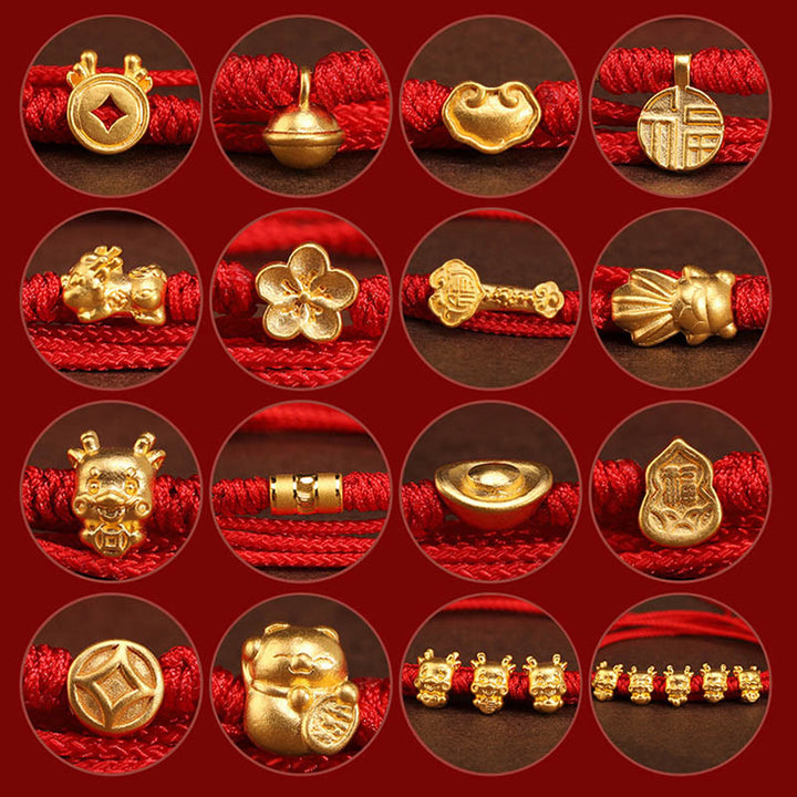 Buddha Stone 999 Solid Gold Red String Belly Chain - image 5