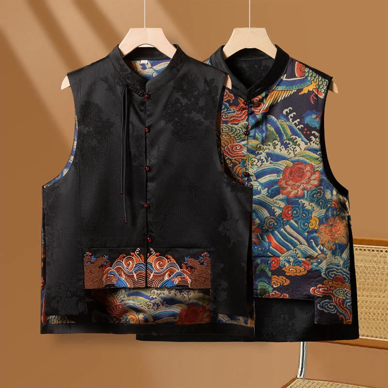 Buddha Stones Vintage Embroidery Flower Cloud Pattern Vest - image 9