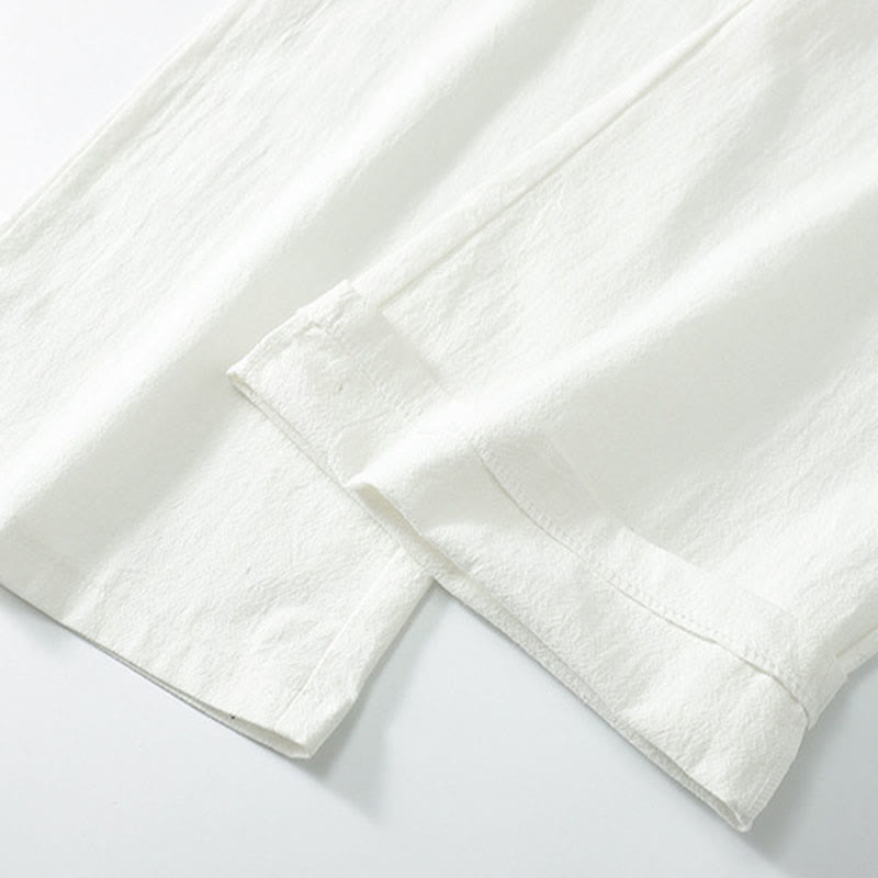 Buddha Stones Cross-Collars Cotton Tang Suit Hanfu Top Pants Clothing Men's Set - image 18