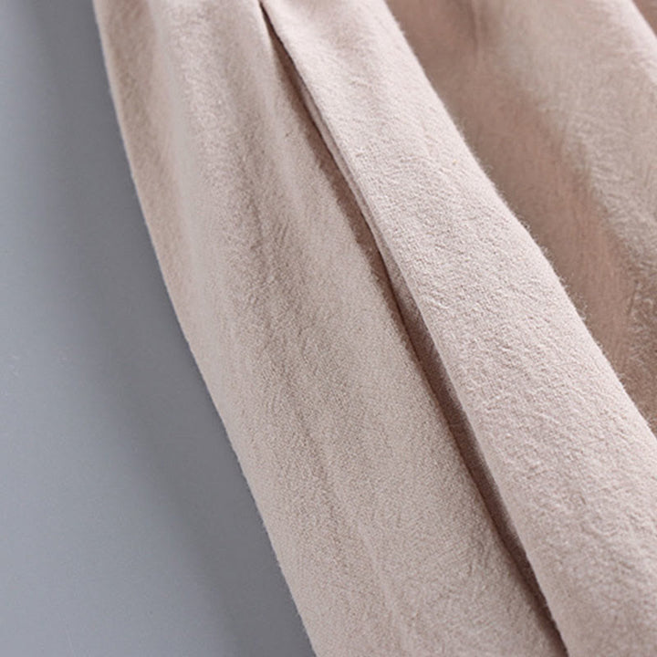 Buddha Stones Cross-Collars Cropped Bloomers Cotton Tang Suit Hanfu Top Pants Clothing Men's Set - image 4