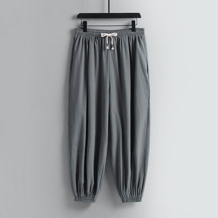 Buddha Stones Cross-Collars Cropped Bloomers Cotton Tang Suit Hanfu Top Pants Clothing Men's Set - image 24