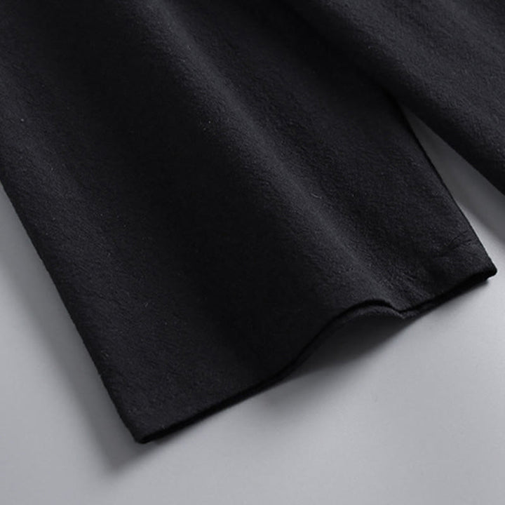 Buddha Stones Cross-Collars Cropped Bloomers Cotton Tang Suit Hanfu Top Pants Clothing Men's Set - image 13