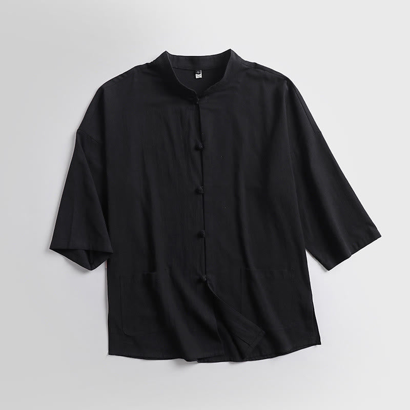 Buddha Stones Three-Quarter Sleeves Cropped Bloomers Cotton Top Pants Clothing Men's Set - image 6