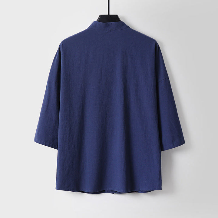 Buddha Stones Three-Quarter Sleeves Cropped Bloomers Cotton Top Pants Clothing Men's Set - image 11