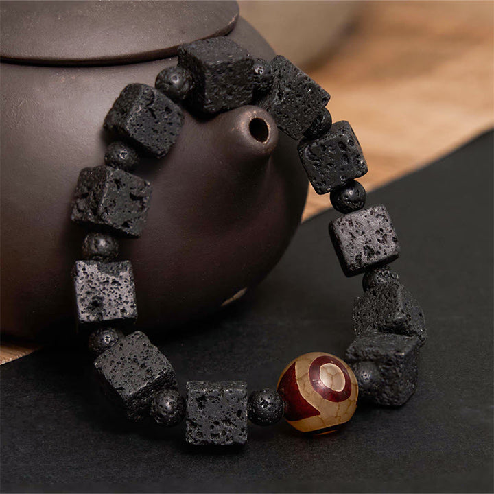 Buddha Stones Lava Rock Dzi Bead Healing Bracelet - image 1