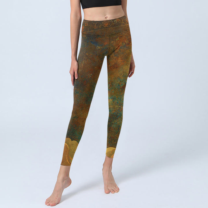 Buddha Stones Auspicious Clouds Print Lycra Fabric Fitness Leggings Women's Yoga Pants - image 6