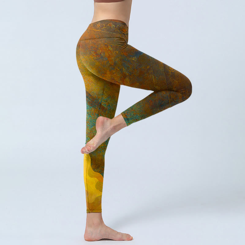 Buddha Stones Auspicious Clouds Print Lycra Fabric Fitness Leggings Women's Yoga Pants - image 5