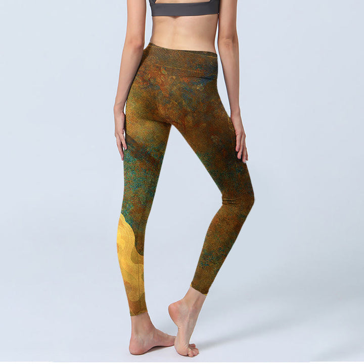 Buddha Stones Auspicious Clouds Print Lycra Fabric Fitness Leggings Women's Yoga Pants - image 4