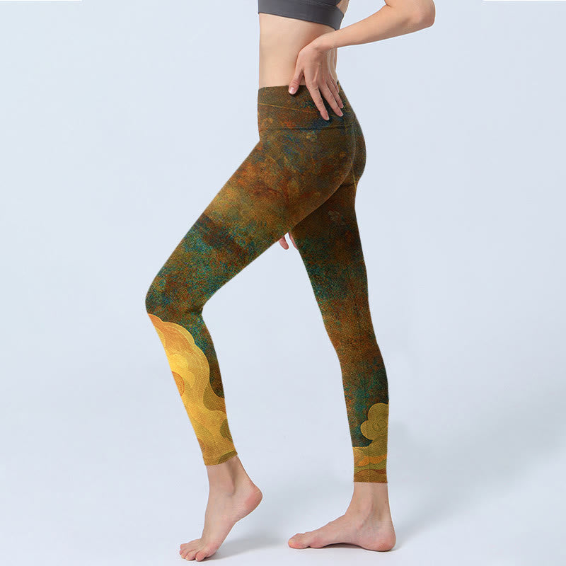 Buddha Stones Auspicious Clouds Print Lycra Fabric Fitness Leggings Women's Yoga Pants - image 3