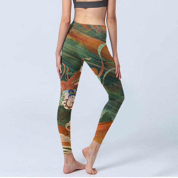 Buddha Stones Dunhuang Flying Apsaras Print Gym Leggings Women's Yoga Pants - image 4