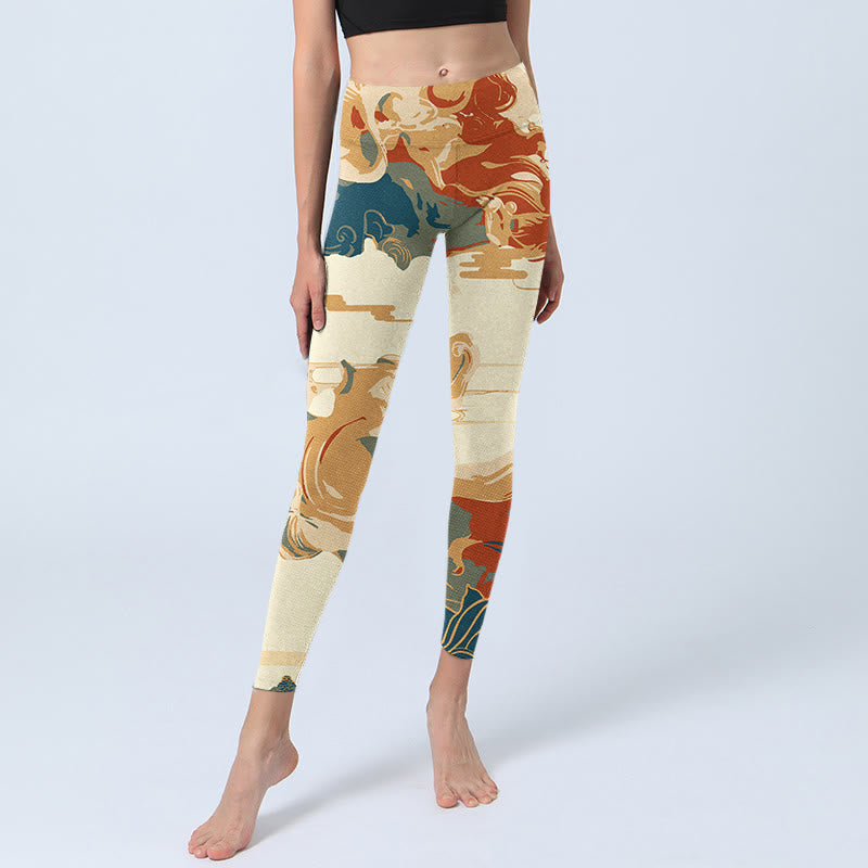 Buddha Stones Colorful Clouds Print Fitness Leggings Women's Yoga Pants - image 5