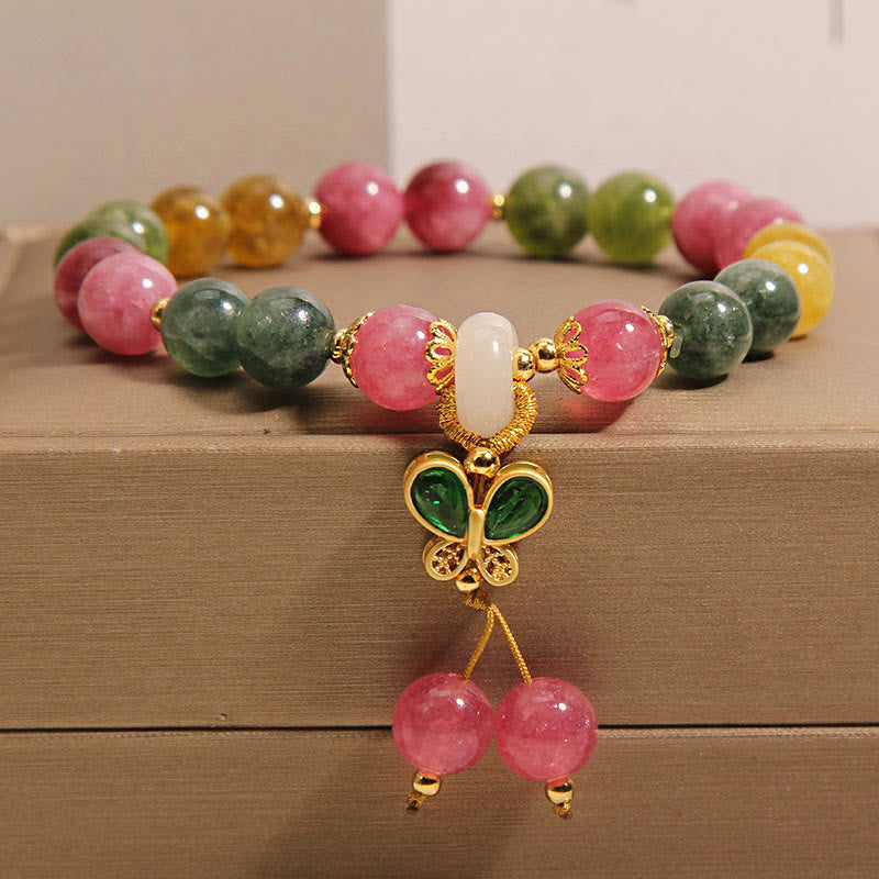 Buddha Stones Tourmaline Jade Butterfly Wisdom Bracelet - Tourmaline(Wrist Circumference: 14-16cm) - image 0