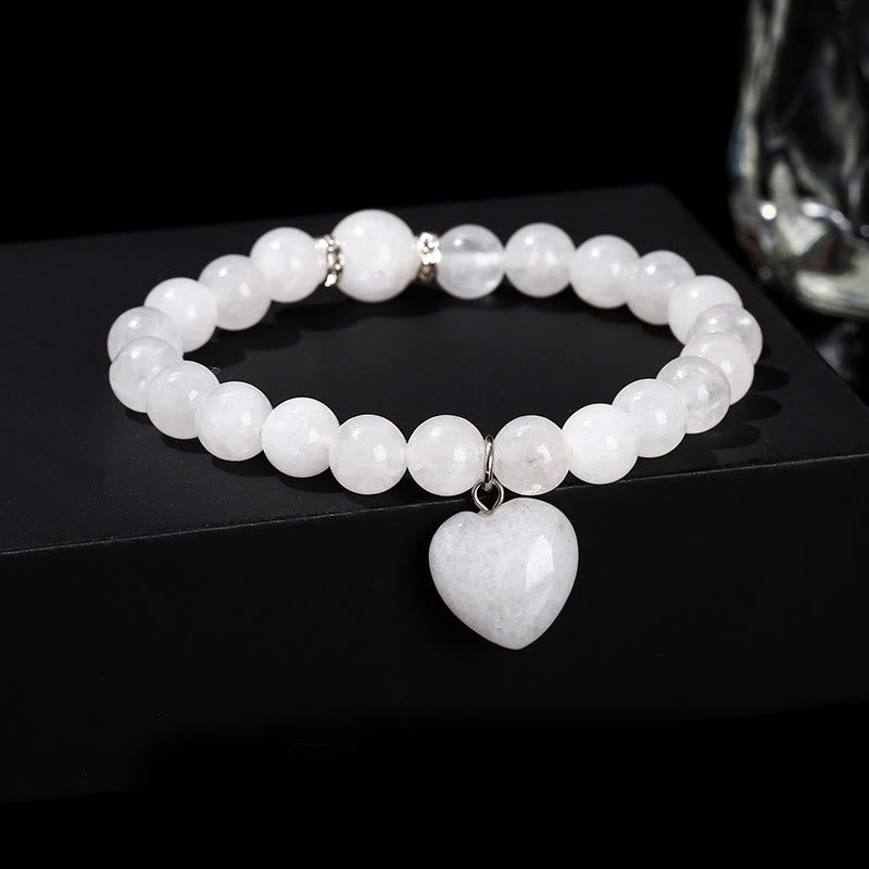 Buddha Stones Various Crystal Green Aventurine Love Heart Balance Bracelet - White Jade(Wrist Circumference: 14-16cm) - 10mm - image 23