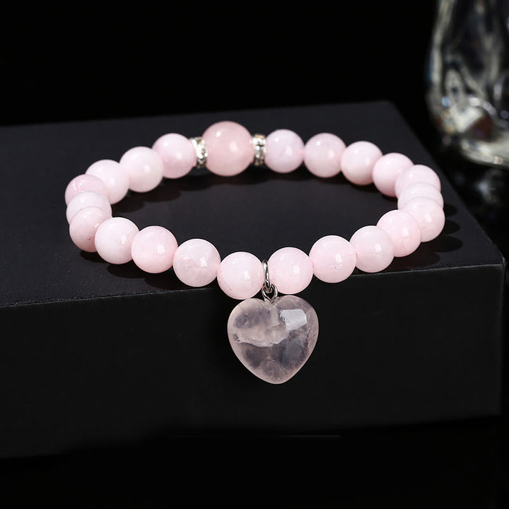 Buddha Stones Various Crystal Green Aventurine Love Heart Balance Bracelet - Pink Crystal(Wrist Circumference: 14-16cm) - 10mm - image 27