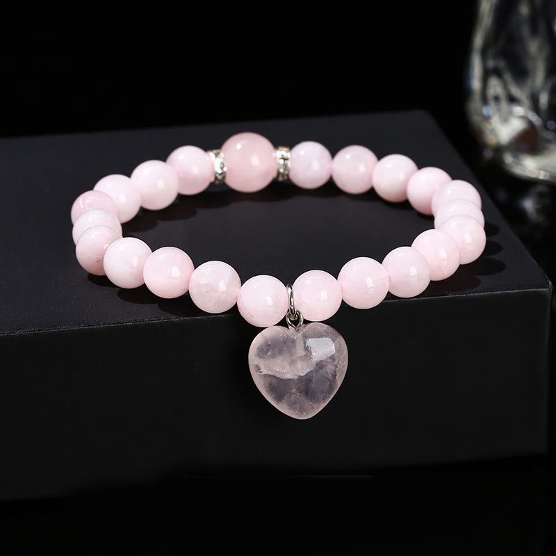 Buddha Stones Various Crystal Green Aventurine Love Heart Balance Bracelet - Pink Crystal(Wrist Circumference: 14-16cm) - 10mm - image 18