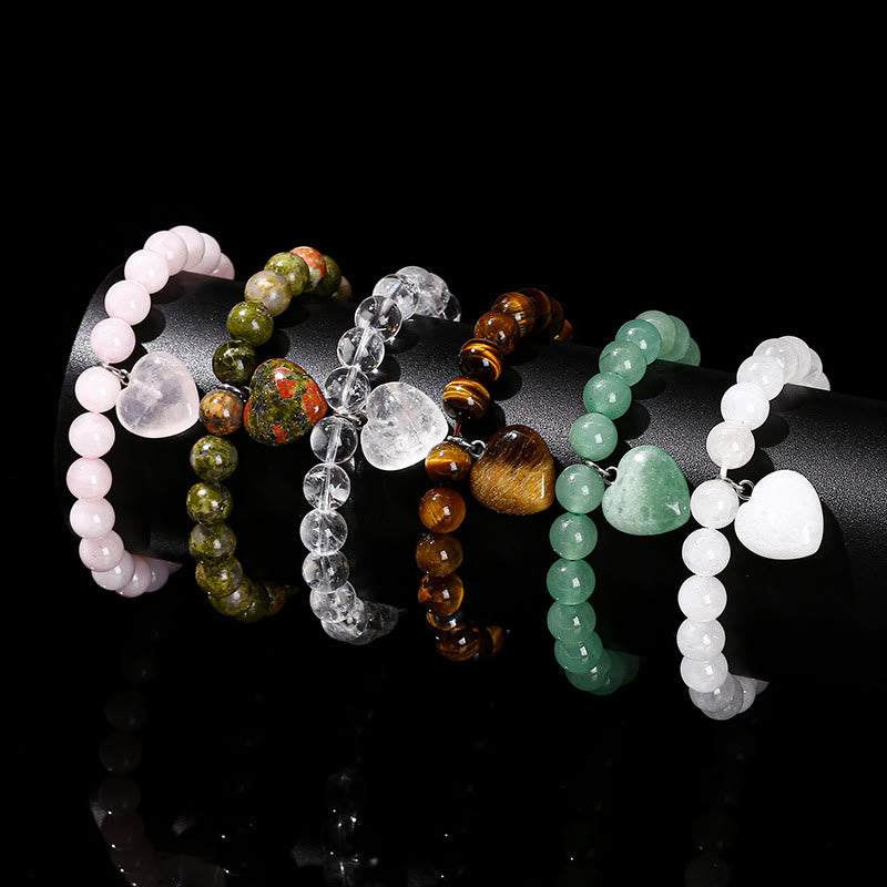 Buddha Stones Various Crystal Green Aventurine Love Heart Balance Bracelet - image 10