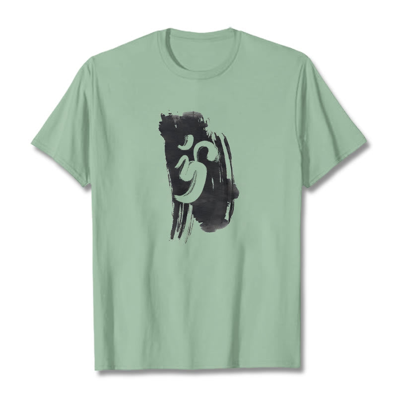 Buddha Stones OM Ink Background Cotton Tee T-shirt - PaleGreen - 2XL - image 17