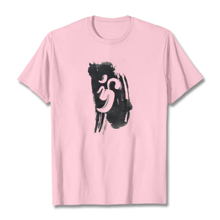 Buddha Stones OM Ink Background Cotton Tee T-shirt - LightPink - 2XL - image 15