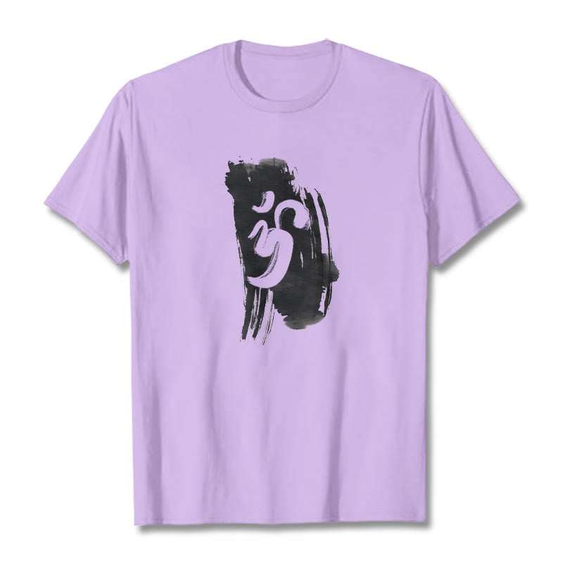Buddha Stones OM Ink Background Cotton Tee T-shirt - Plum - 2XL - image 13